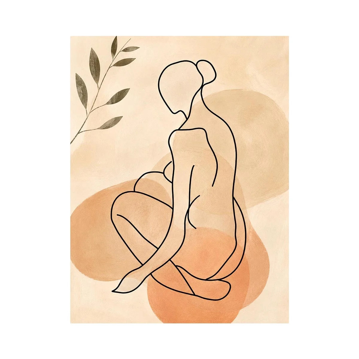 Minimalist line art woman canvas for modern living room decor.