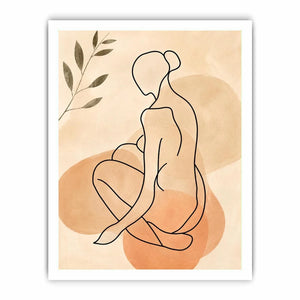 Minimalist line art woman canvas for modern living room decor.