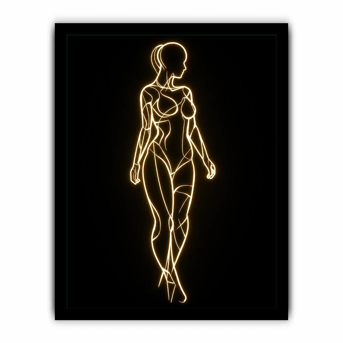 Glowing feminine line art canvas for modern luxury bedroom wall decor.