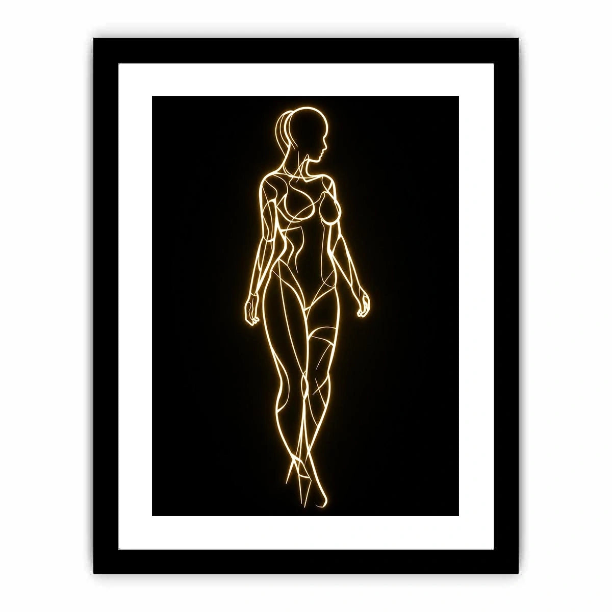 Glowing feminine line art canvas for modern luxury bedroom wall decor.