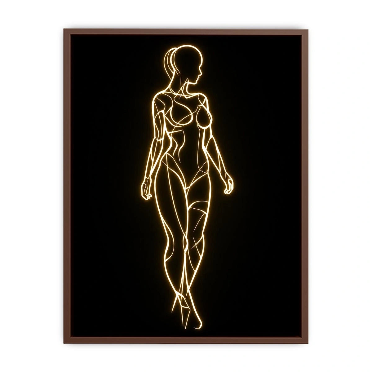 Glowing feminine line art canvas for modern luxury bedroom wall decor.