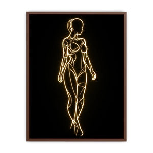 Glowing feminine line art canvas for modern luxury bedroom wall decor.