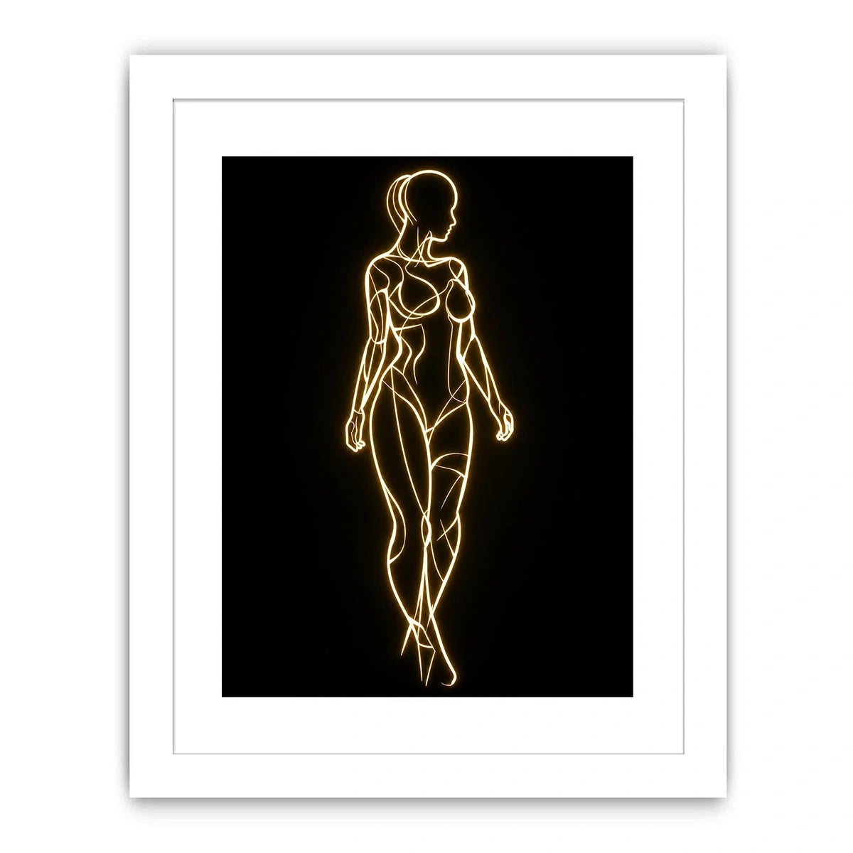 Glowing feminine line art canvas for modern luxury bedroom wall decor.