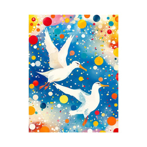 Colorful abstract bird canvas art with vibrant modern contemporary decor style.