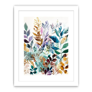 Watercolor botanical leaves canvas art for serene modern living room decor.