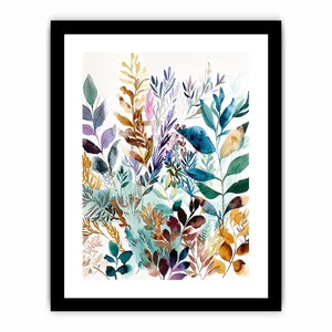 Watercolor botanical leaves canvas art for serene modern living room decor.