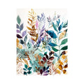 Watercolor botanical leaves canvas art for serene modern living room decor.