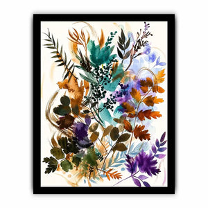 Abstract botanical watercolor canvas art for elegant modern living room decor.