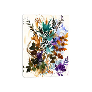 Abstract botanical watercolor canvas art for elegant modern living room decor.