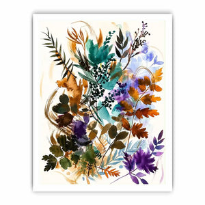 Abstract botanical watercolor canvas art for elegant modern living room decor.