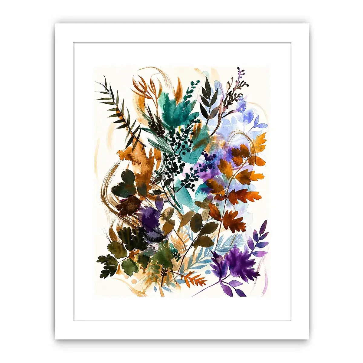 Abstract botanical watercolor canvas art for elegant modern living room decor.