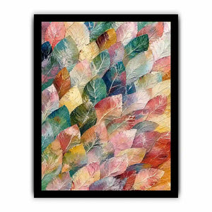 Abstract botanical leaf canvas art with soft pastel tones for modern living room or bedroom decor.