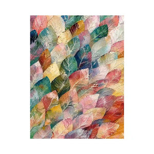 Abstract botanical leaf canvas art with soft pastel tones for modern living room or bedroom decor.