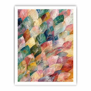 Abstract botanical leaf canvas art with soft pastel tones for modern living room or bedroom decor.