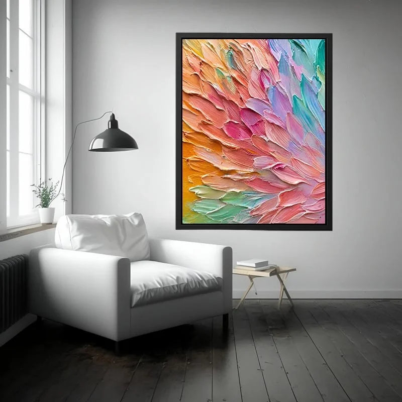 Pastel abstract textured canvas art for elegant modern living room or bedroom decor.