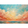 Pastel coastal seascape canvas art for calming bedroom or living room wall decor.