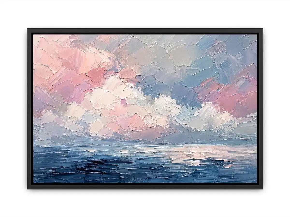 Pastel abstract seascape canvas art for serene living room or bedroom wall decor.