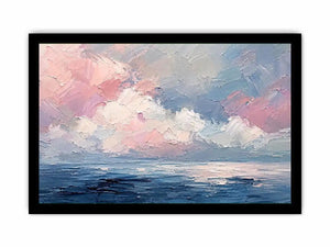 Pastel abstract seascape canvas art for serene living room or bedroom wall decor.