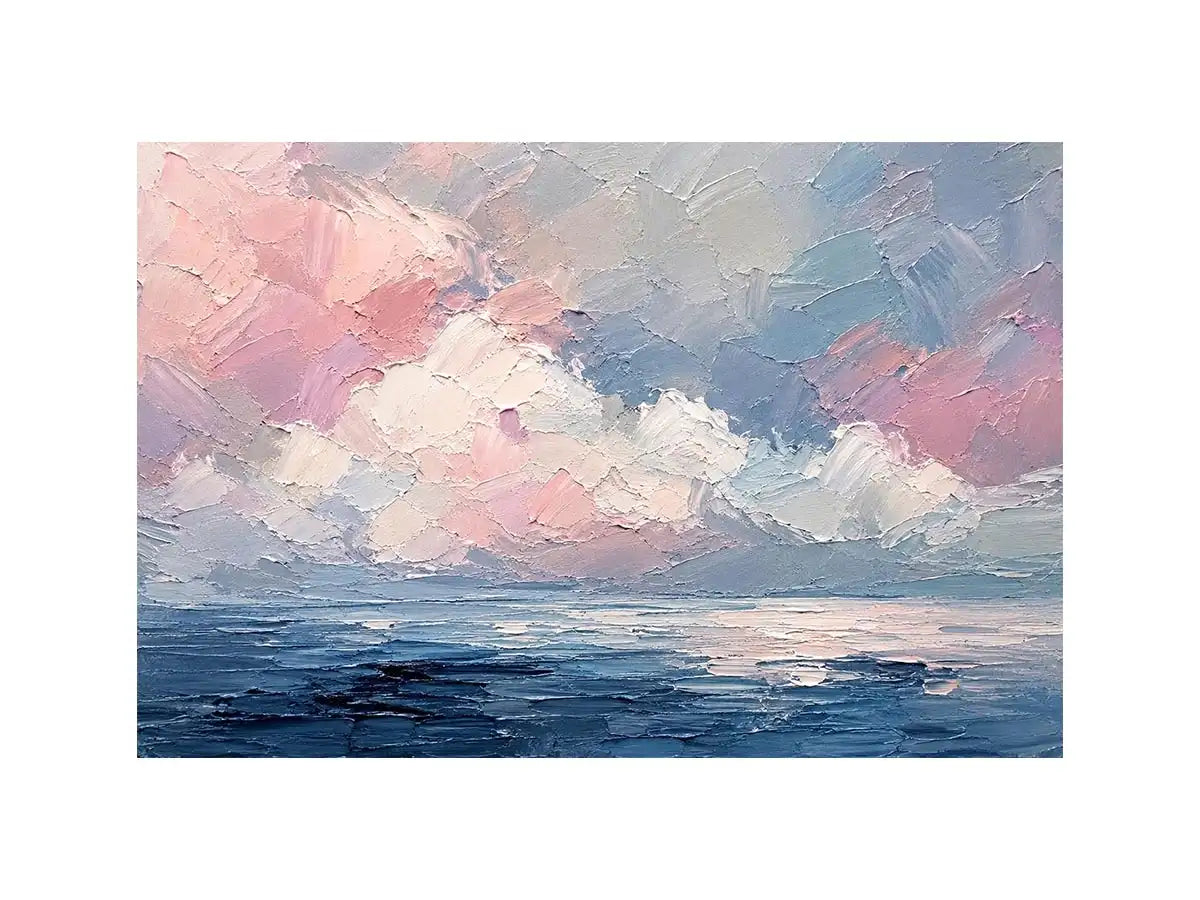 Pastel abstract seascape canvas art for serene living room or bedroom wall decor.