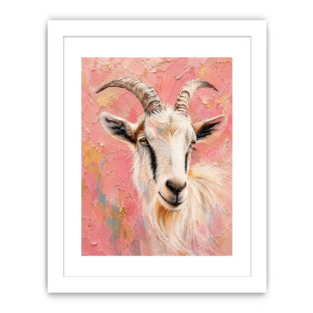 Blush goat portrait canvas art for whimsical farmhouse bedroom or nursery decor.