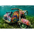 Underwater graffiti scooter canvas art for gaming room or modern office wall decor.