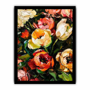 Luxury floral impasto canvas art for elegant living room or dining room wall decor.
