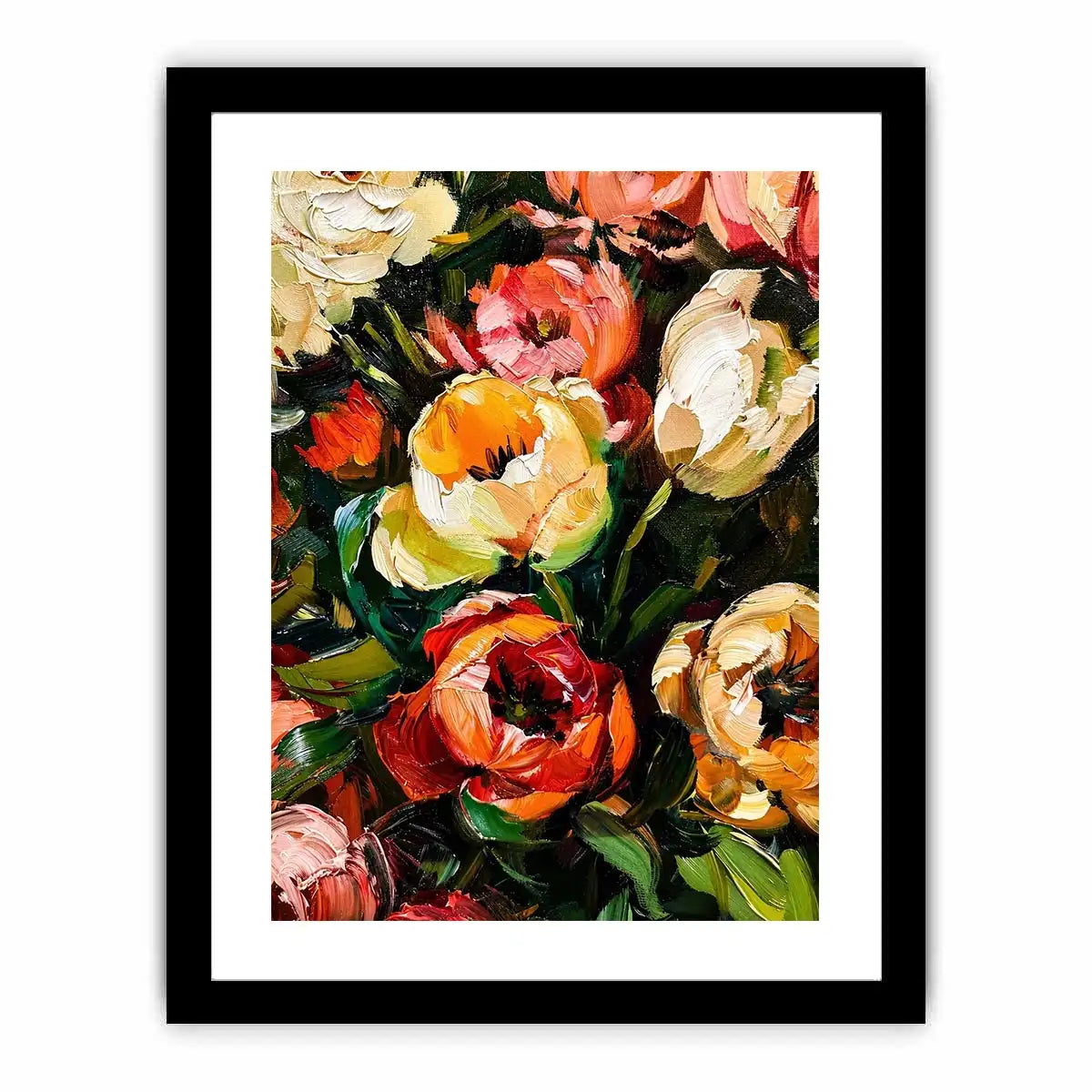 Luxury floral impasto canvas art for elegant living room or dining room wall decor.