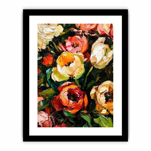 Luxury floral impasto canvas art for elegant living room or dining room wall decor.