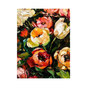 Luxury floral impasto canvas art for elegant living room or dining room wall decor.