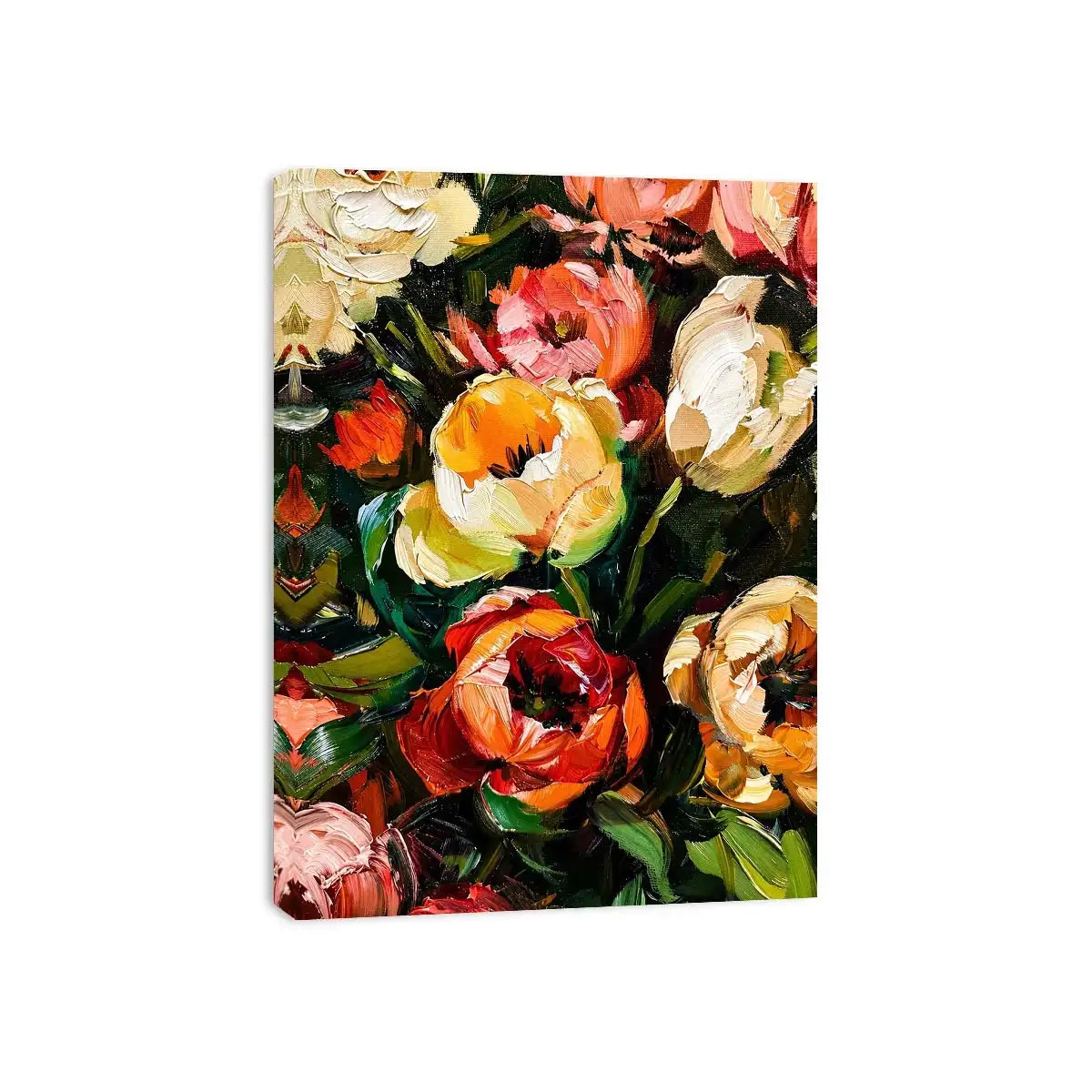 Luxury floral impasto canvas art for elegant living room or dining room wall decor.