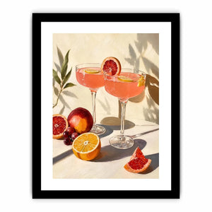 Citrus cocktail still life canvas art for elegant kitchen or dining room decor.