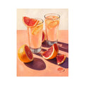Pink citrus cocktail canvas art for modern kitchen or dining room wall decor.