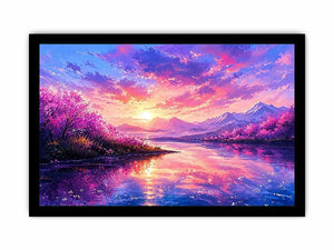 Fantasy cherry blossom landscape canvas art for vibrant living room or gaming room decor.