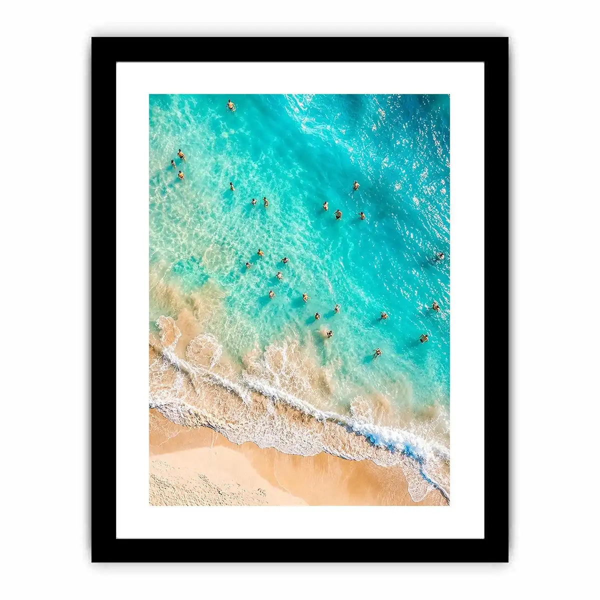 Aerial turquoise beach canvas art for coastal living room or bedroom wall decor.