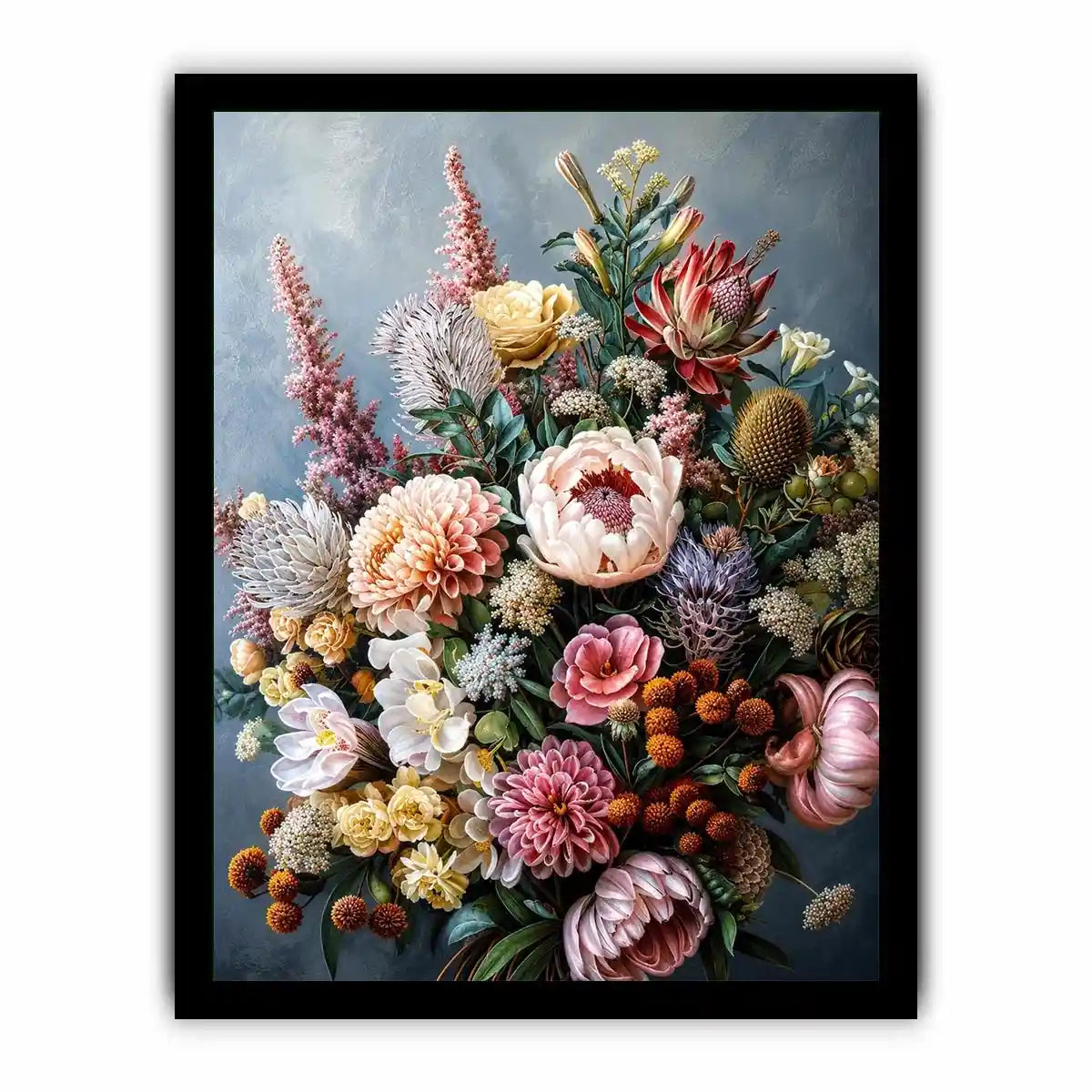 Luxury botanical floral canvas art for elegant dining room or living room decor.