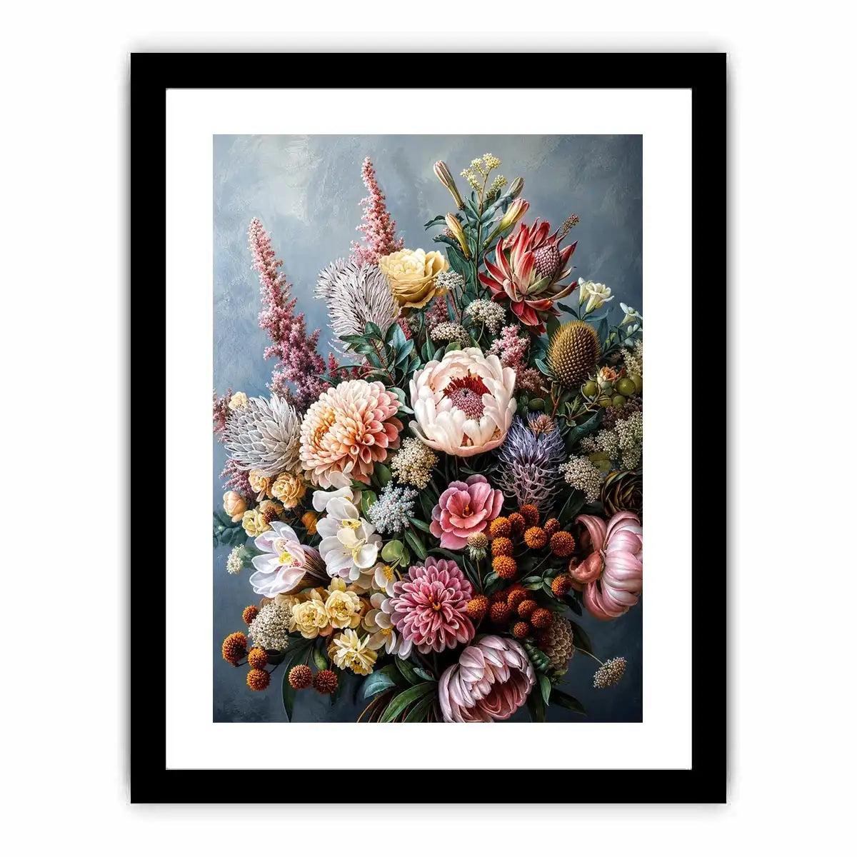 Luxury botanical floral canvas art for elegant dining room or living room decor.