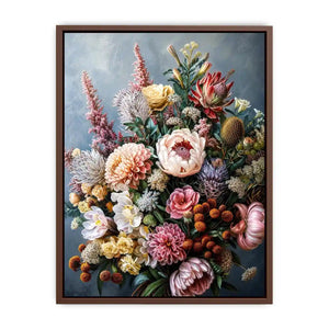 Luxury botanical floral canvas art for elegant dining room or living room decor.