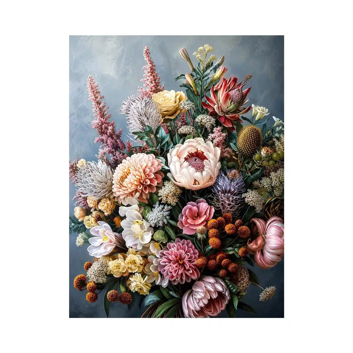 Luxury botanical floral canvas art for elegant dining room or living room decor.