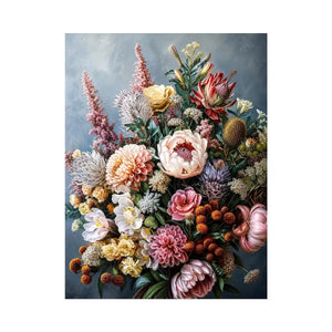 Luxury botanical floral canvas art for elegant dining room or living room decor.