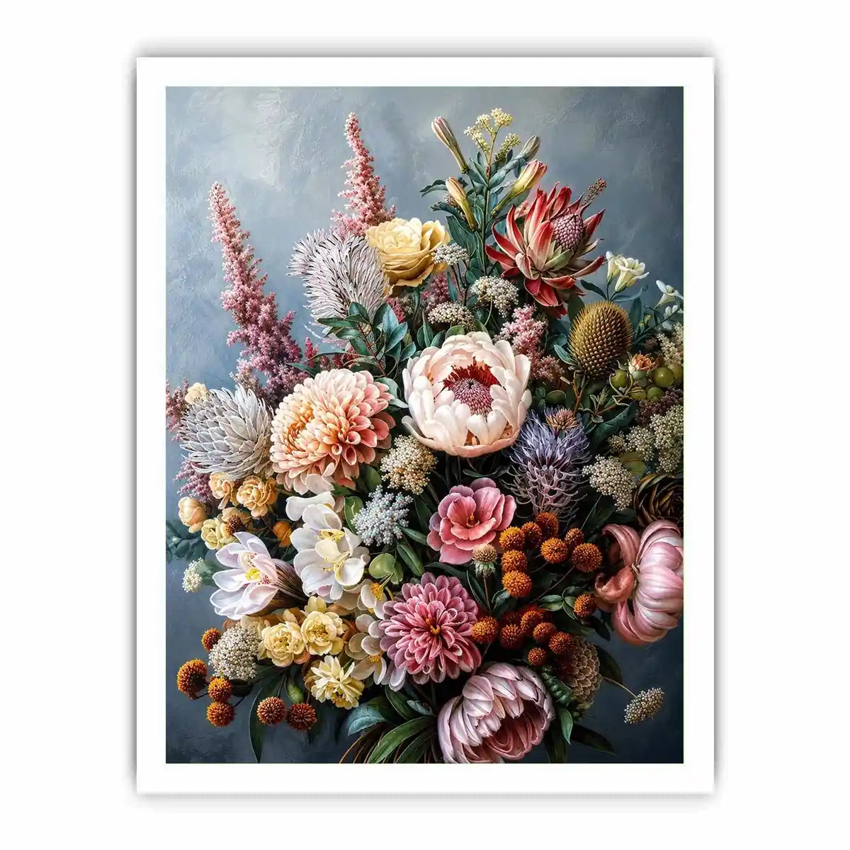 Luxury botanical floral canvas art for elegant dining room or living room decor.