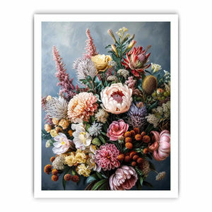 Luxury botanical floral canvas art for elegant dining room or living room decor.