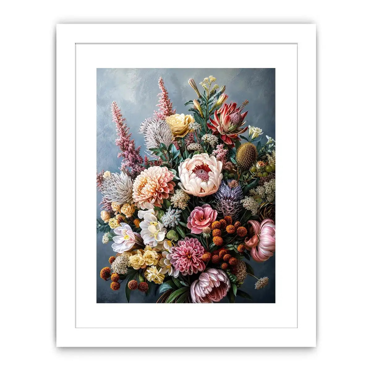 Luxury botanical floral canvas art for elegant dining room or living room decor.