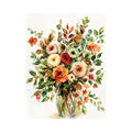 Elegant watercolor floral bouquet canvas art for warm modern living room decor.