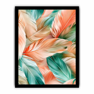Soft tropical feather abstract canvas art for modern coastal living room decor.