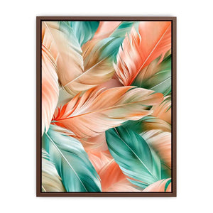 Soft tropical feather abstract canvas art for modern coastal living room decor.