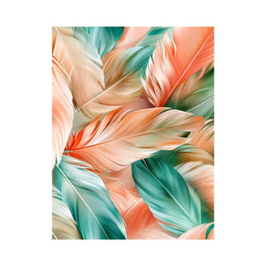 Soft tropical feather abstract canvas art for modern coastal living room decor.