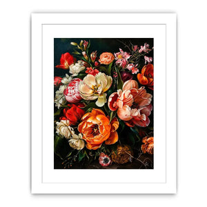 Luxury dark floral canvas art with dramatic tulips and rich botanical tones for elegant interiors.