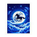 Moonlit horse canvas wall art for dreamy bedroom and modern living room decor.
