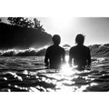 Black and white coastal ocean photography canvas art for modern living room and luxury bedroom decor.