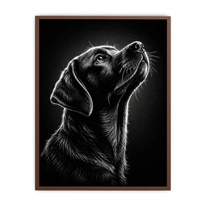 Black and white Labrador portrait canvas art for modern living room and office decor.